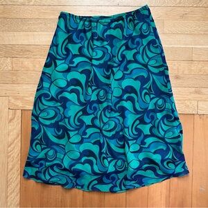Y2K funky swirl midi skirt blue teal green M